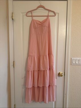 american eagle pink ruffle dress AE Ruffle Strap Midi Dress Women's Pink M